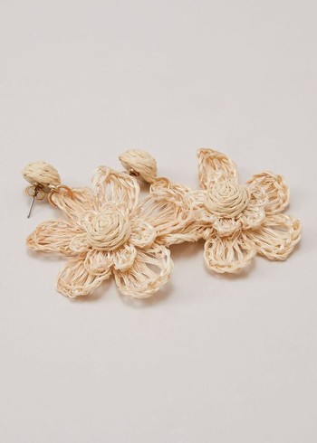 Phase Eight Raffia Oversized Flower Jewellery Beige USA | 1524079-DH